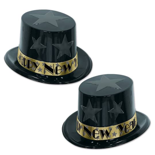 Beistle Adult Black & Gold New Year Star Toppers, 25ct.